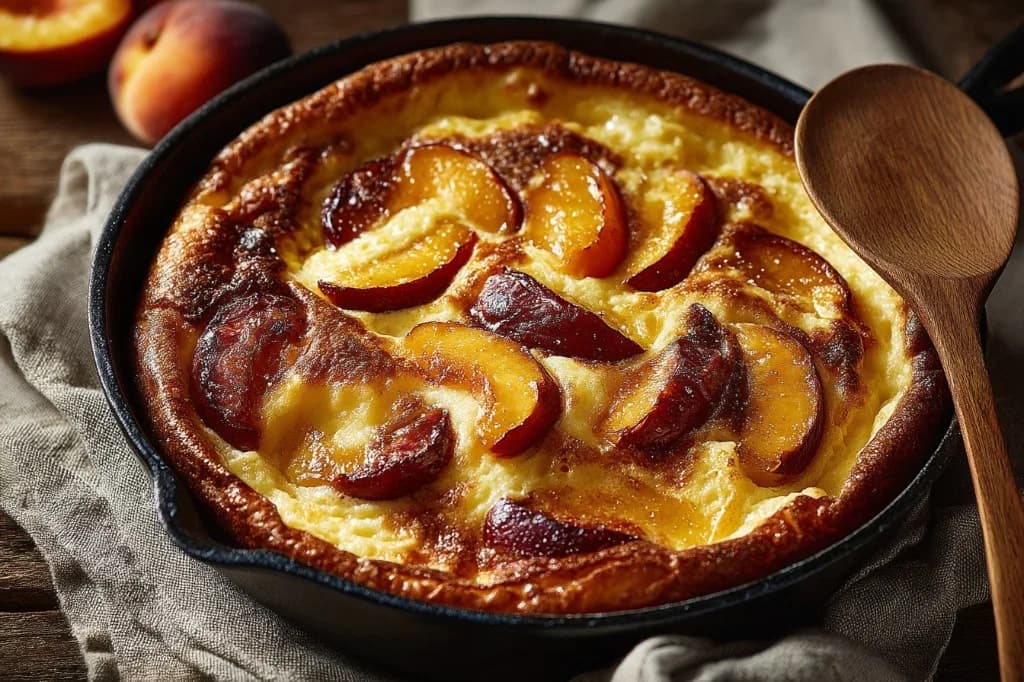 Clafoutis poêlé express aux pêches