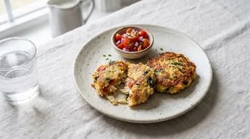 Galettes de riz et poulet à la tomate, une ouverte pour montrer le cœur