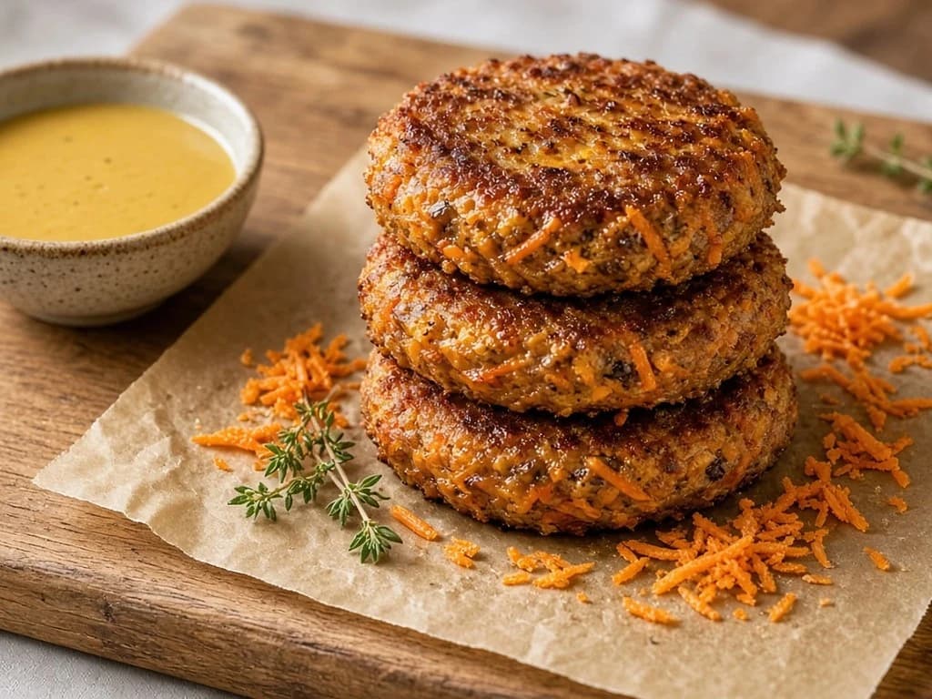 Galettes dorées de carottes au haché d'entrecôte