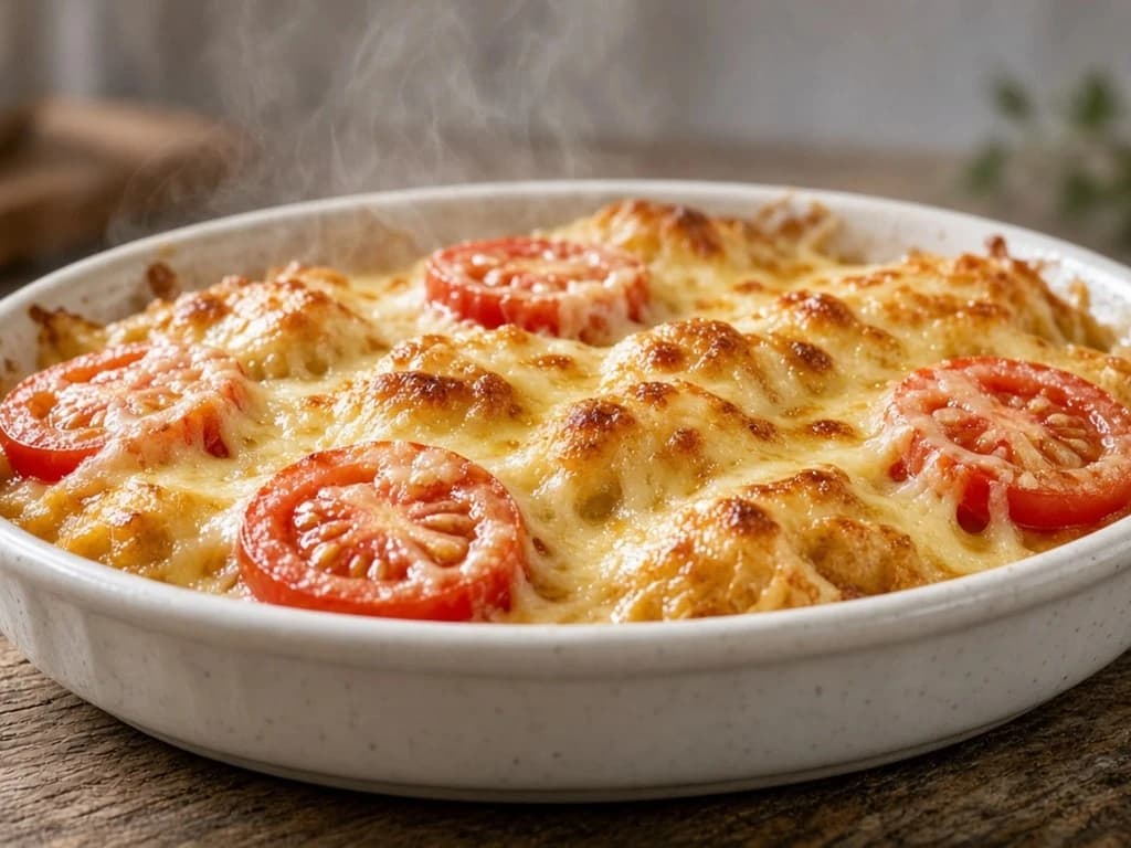 Gratin express de nuggets de poulet, tomates et emmental