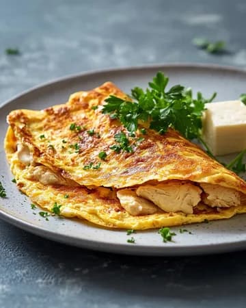Recette Omelette généreuse fourrée au riz et poulet — anti-gaspillage | iAssiette