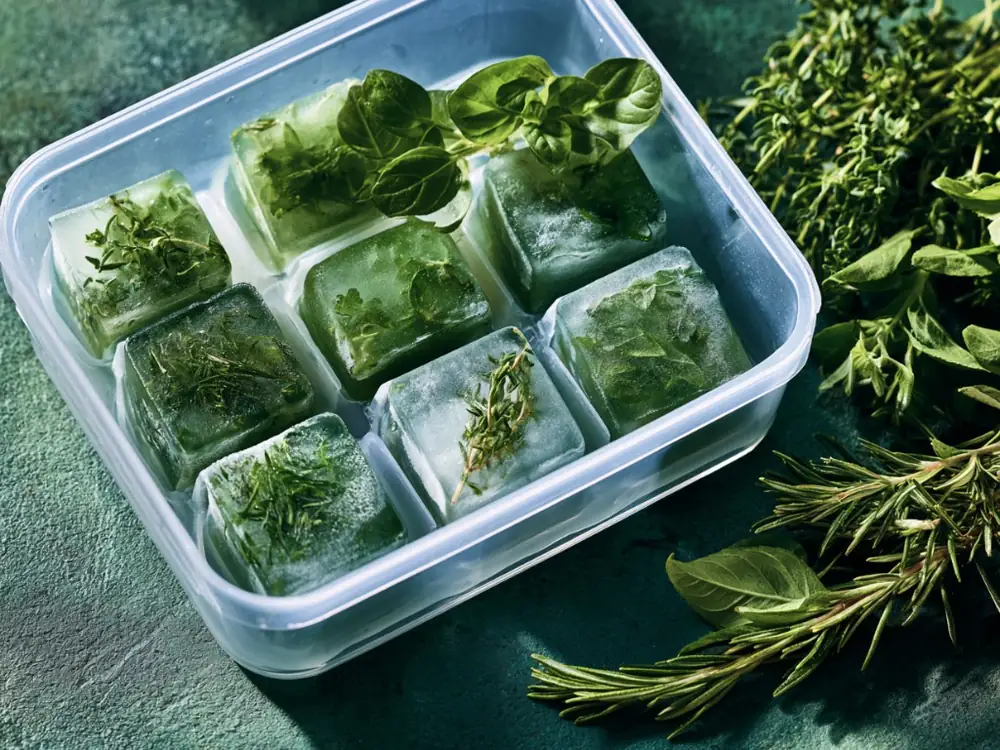 Glaçons d’herbes Glaçons d’herbes aromatiques pour congeler basilic, thym ou persil anti-gaspillage