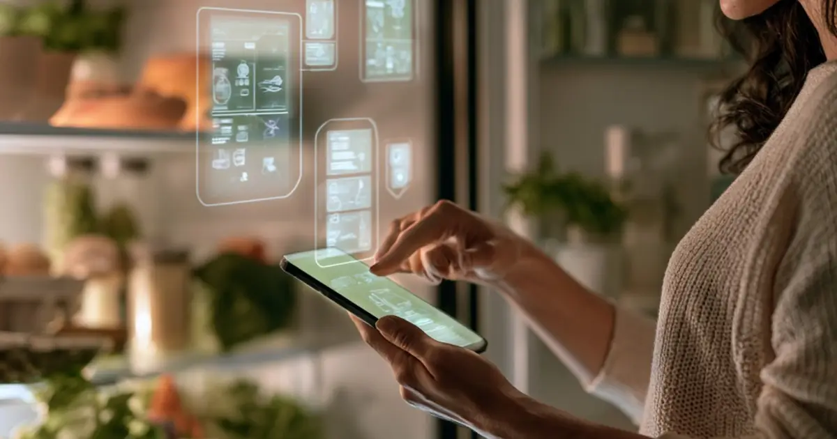 Utilisation de l’IA devant le frigo pour transformer les restes en recettes