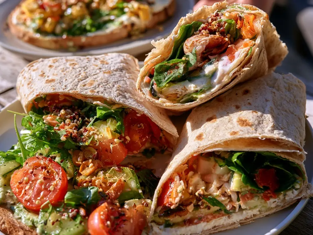 Wraps sans cuisson Wraps et tartines garnis de légumes du frigo, recette sans cuisson anti-gaspillage