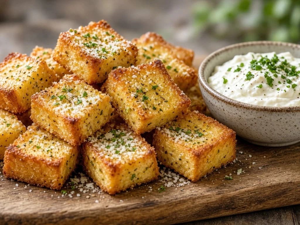 Bouchées croustillantes de pain perdu salé