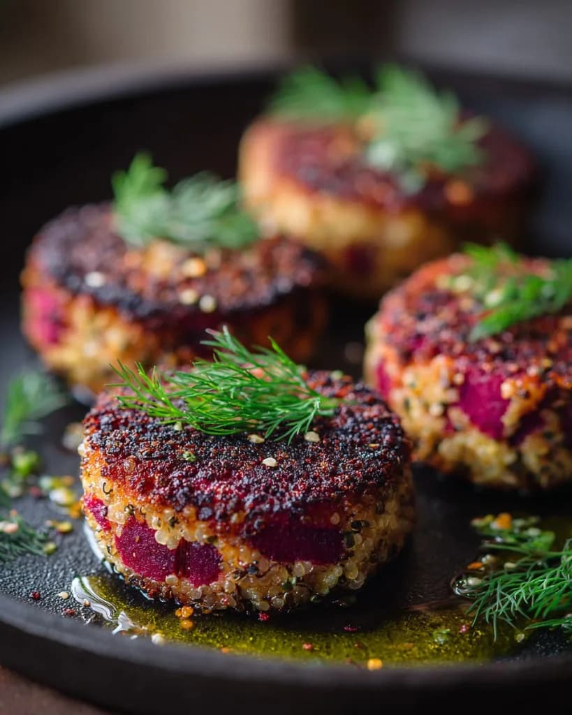 Recette Galettes croustillantes de quinoa, betterave et tofu fumé — anti-gaspillage | iAssiette