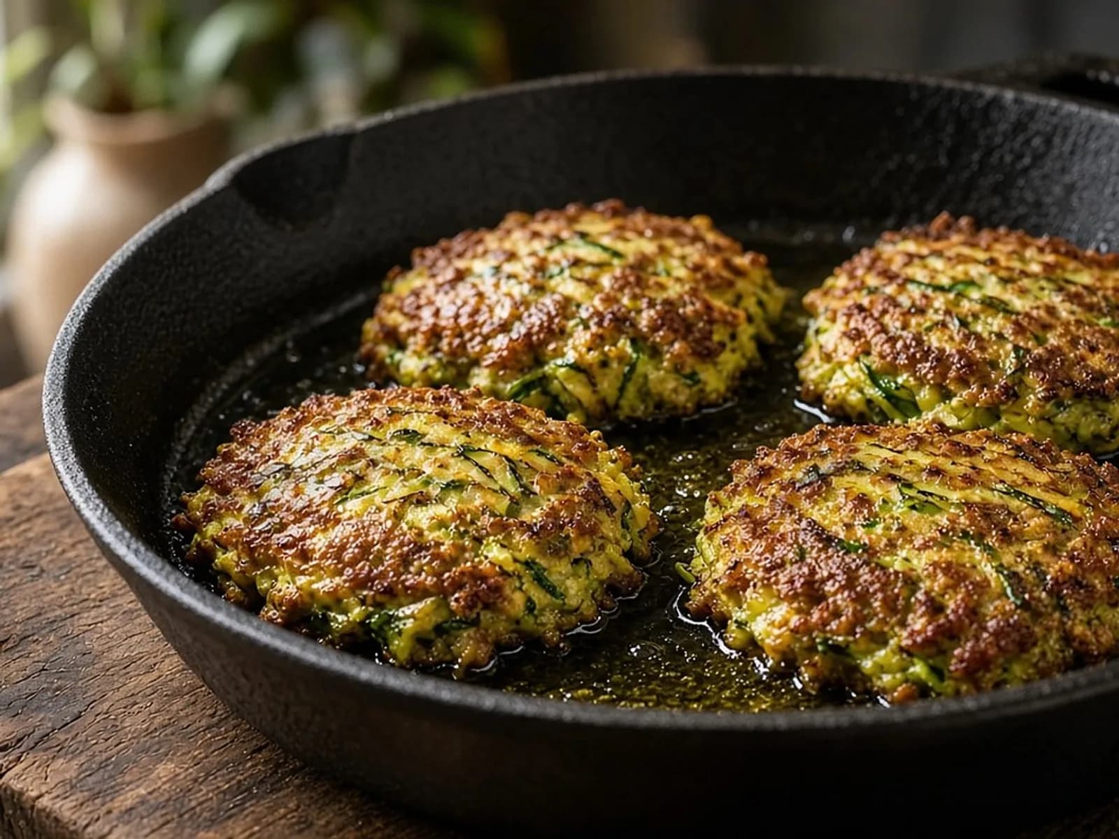 Galettes de courgette et viande hachée à la poêle