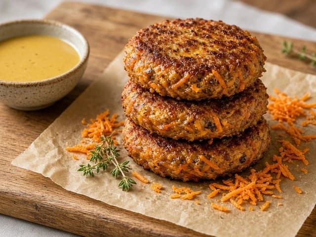 Galettes dorées de carottes au haché d'entrecôte