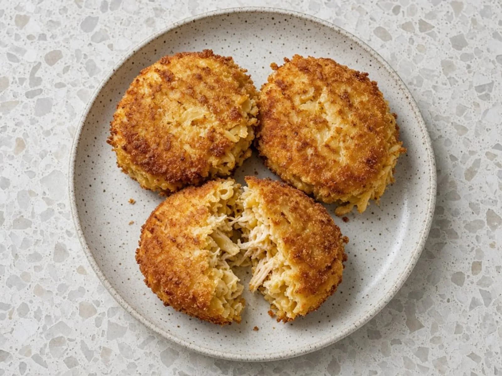 Photo de Galettes dorées de coquillettes et poulet