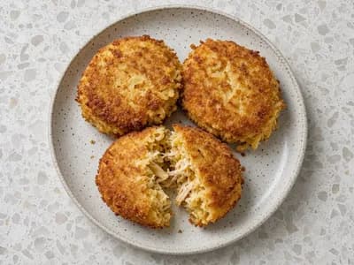 Photo de Galettes dorées de coquillettes et poulet