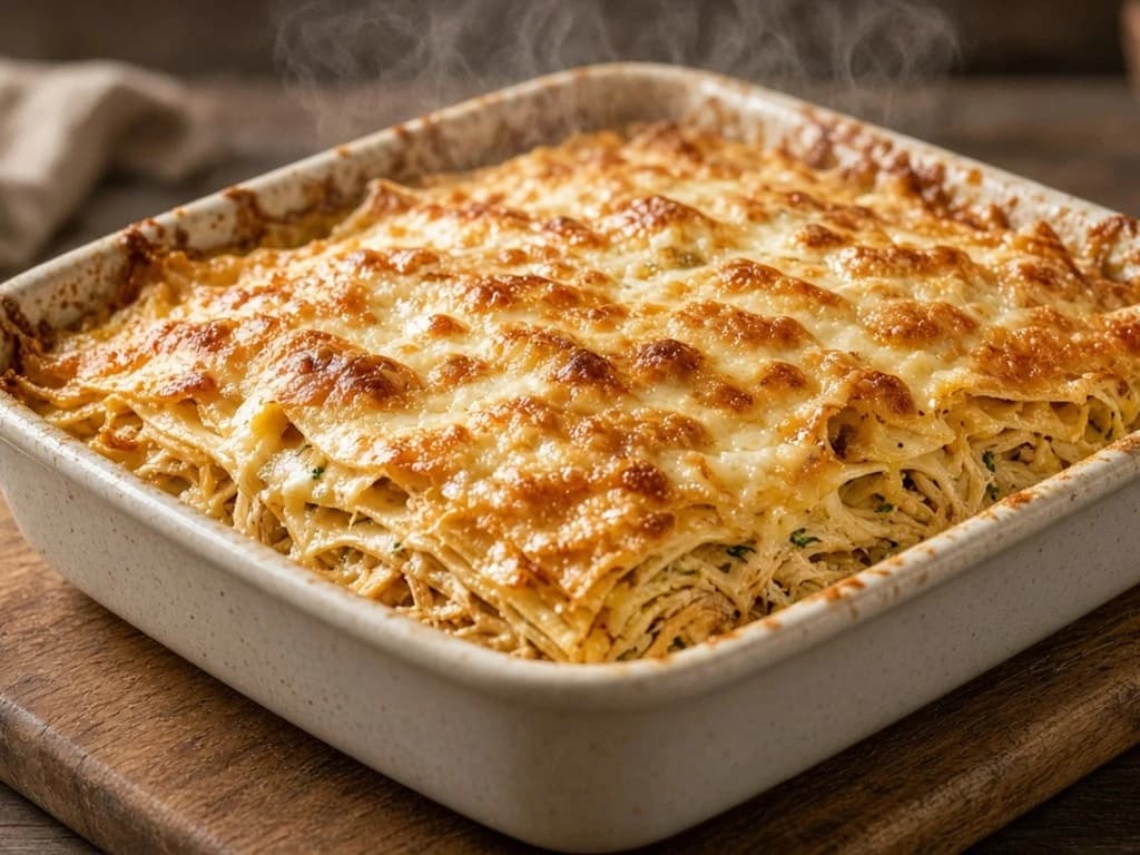 Gâteau salé de galettes au poulet au four