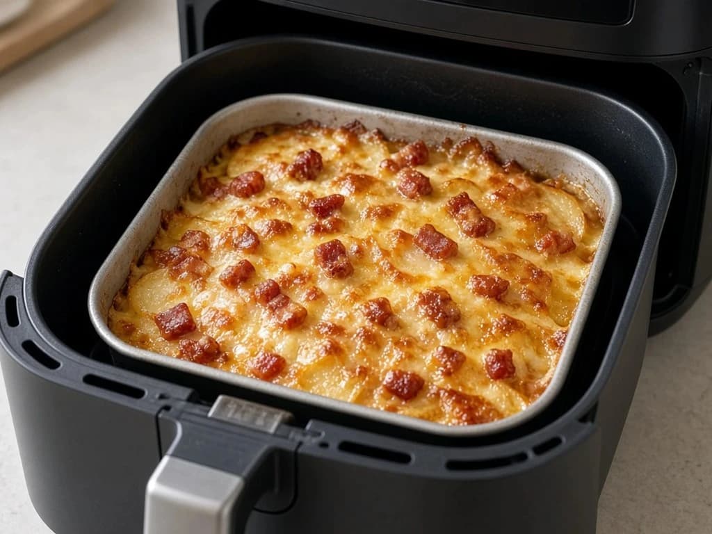 Gratin de pommes de terre aux lardons et fromage fondant à l'Air Fryer