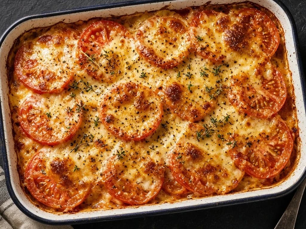 Gratin de tomates à l'emmental fondu