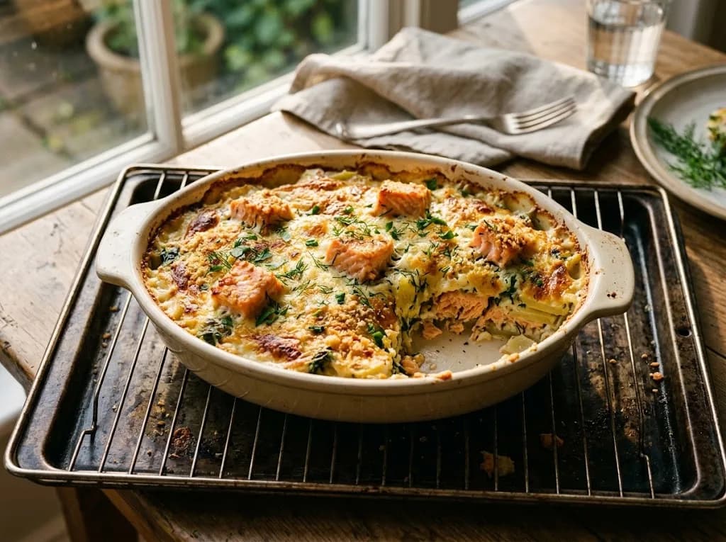 Recette Gratin fondant de pommes de terre au saumon — anti-gaspillage | iAssiette