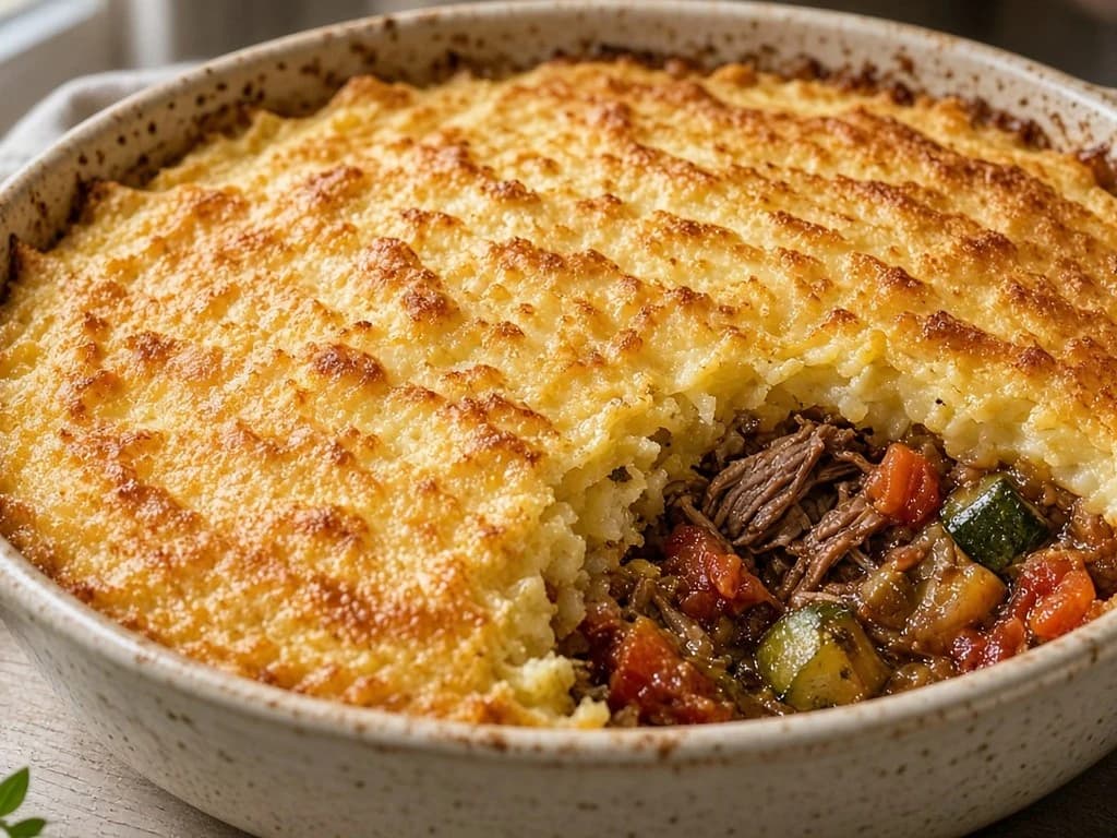Hachis parmentier de bœuf mijoté à la ratatouille