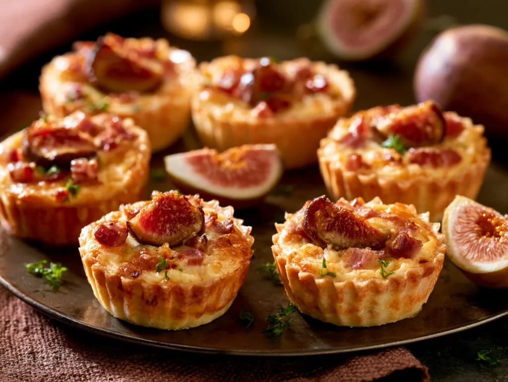 Recette Minis puddings salés au cantal, figues et dés de jambon — anti-gaspillage | iAssiette