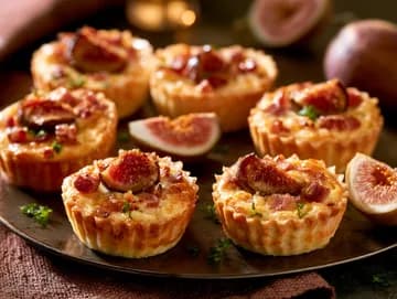Recette Minis puddings salés au cantal, figues et dés de jambon — anti-gaspillage | iAssiette