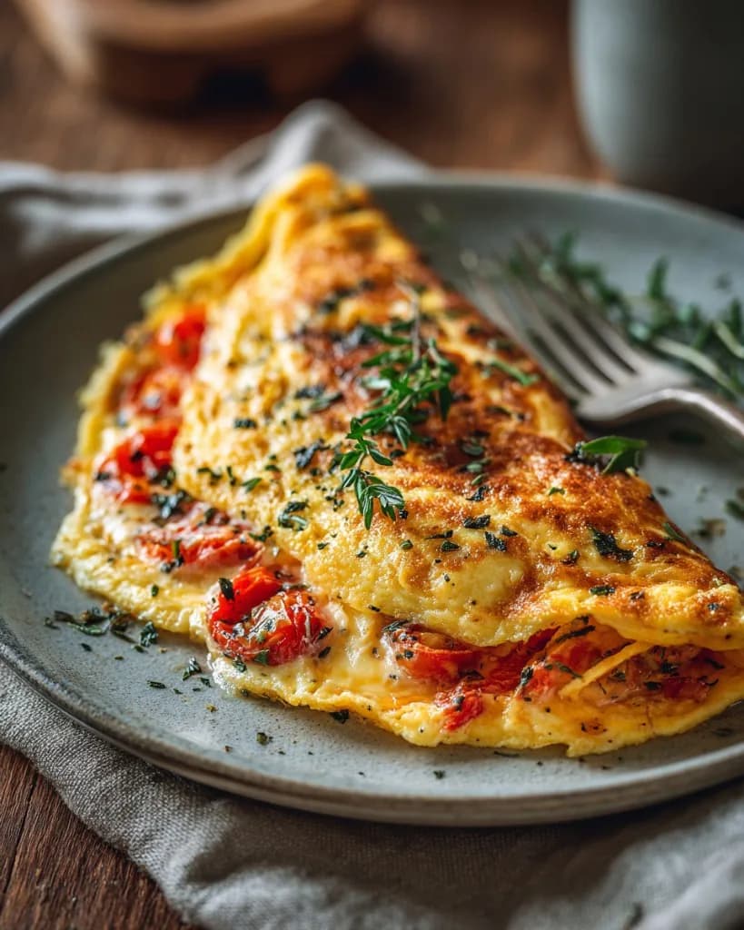Recette Omelette baveuse aux tomates et fromage fondu — anti-gaspillage | iAssiette