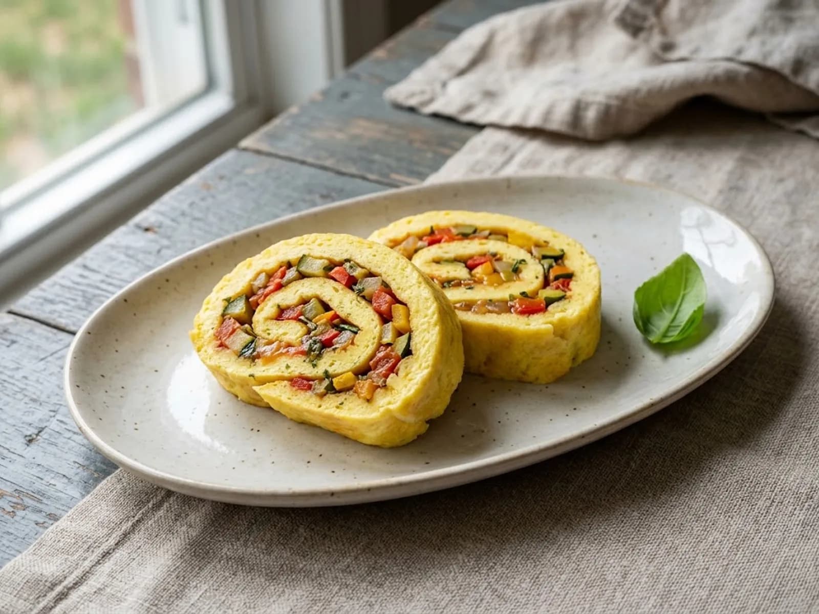 Photo de Omelette roulée à la ratatouille
