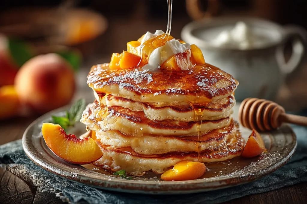 Pancakes moelleux à la pêche