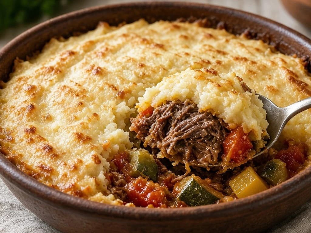 Parmentier express au bœuf mijoté et restes de ratatouille