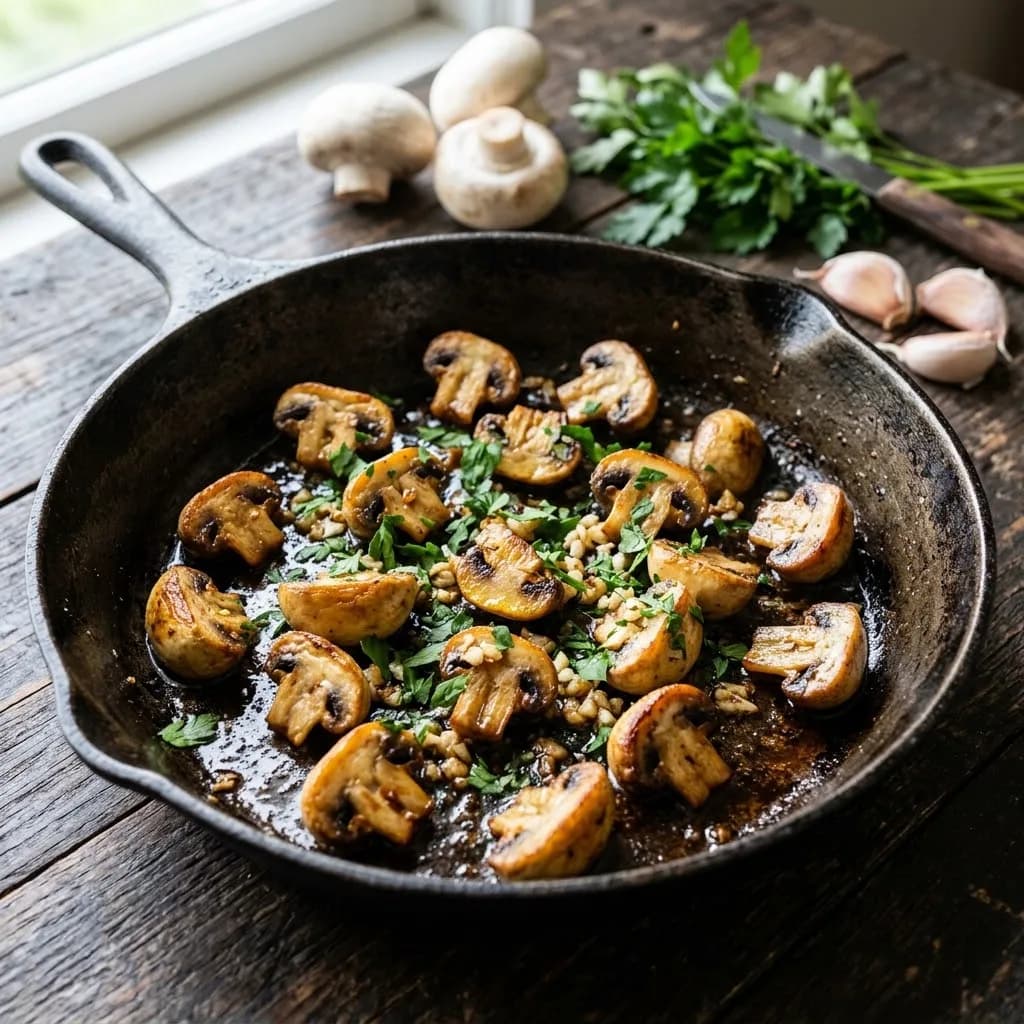 Poêlée de champignons de Paris à l'ail et persil