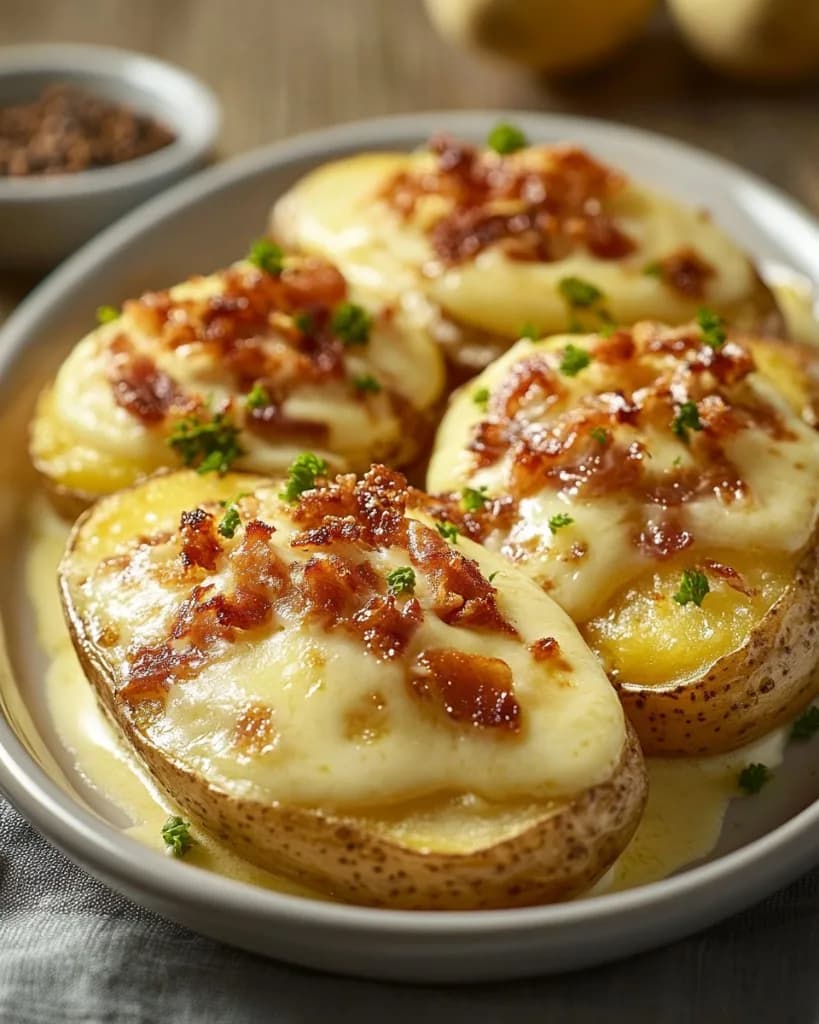 Recette Pommes de terre au four farcies et gratinées au Comté — anti-gaspillage | iAssiette