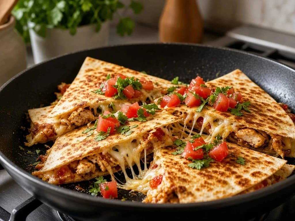 Quesadillas croustillantes de poulet à la poêle