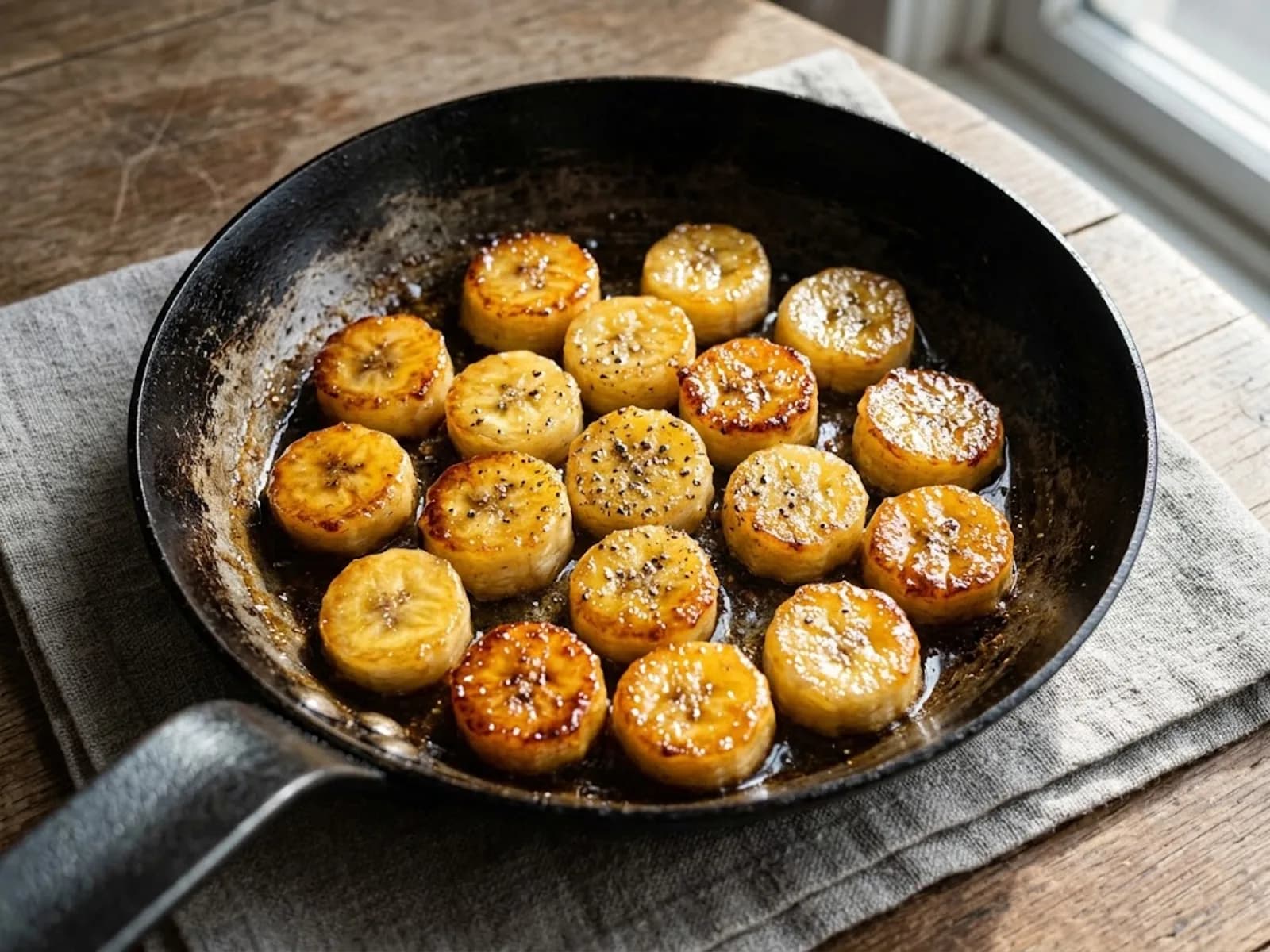 Photo de Rondelles de banane sautées à la poêle