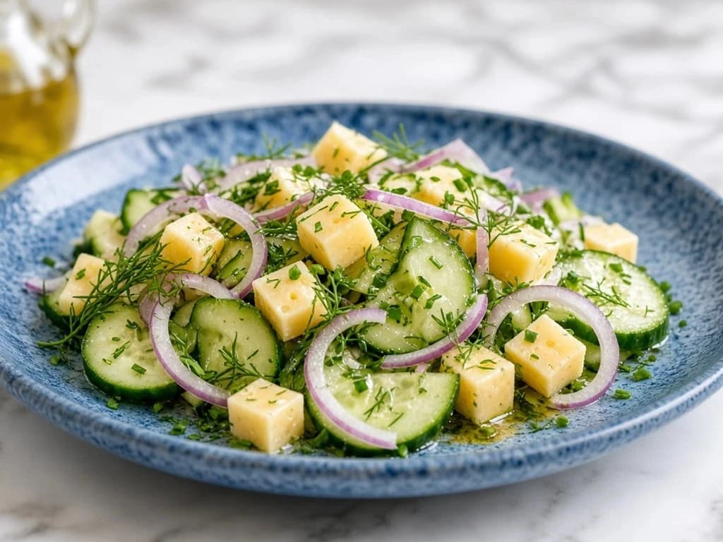 Salade croquante au concombre et emmental