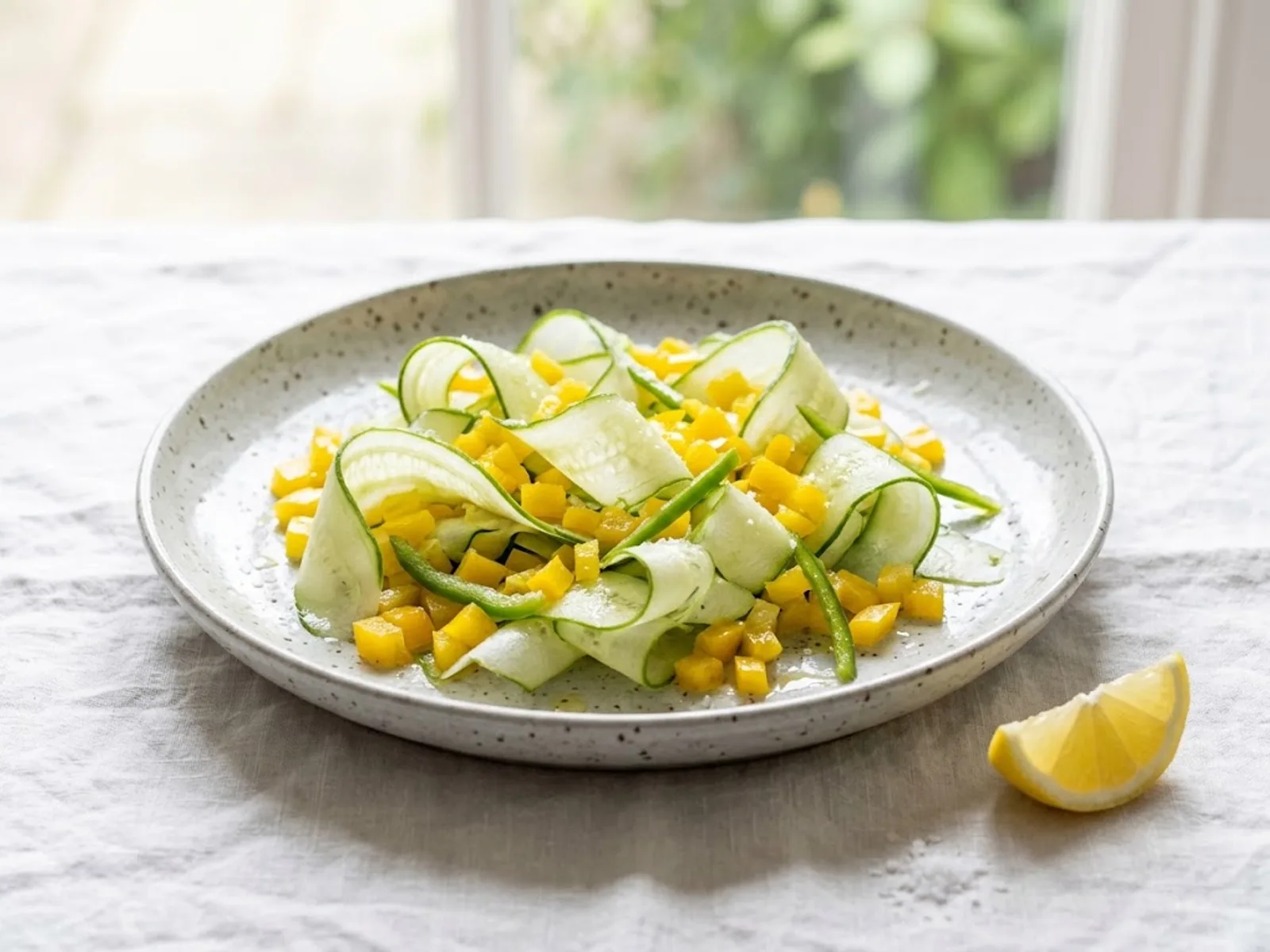 Photo de Salade fraîche de concombre et poivrons crus