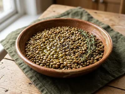 Photo de Salade tiède de lentilles sautées à l'huile d'olive