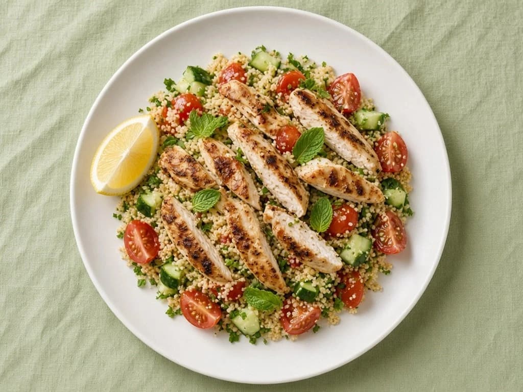 Salade tiède de semoule et poulet