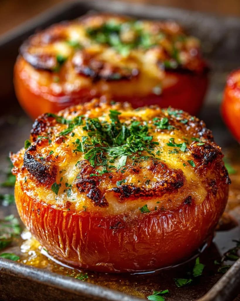 Recette Tomates farcies au fromage et œuf cocotte — anti-gaspillage | iAssiette