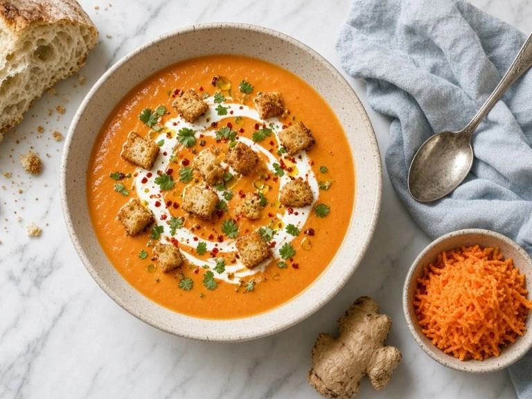 Velouté carotte-gingembre maison, lait de coco et graines Velouté de carottes au gingembre maison anti-gaspillage