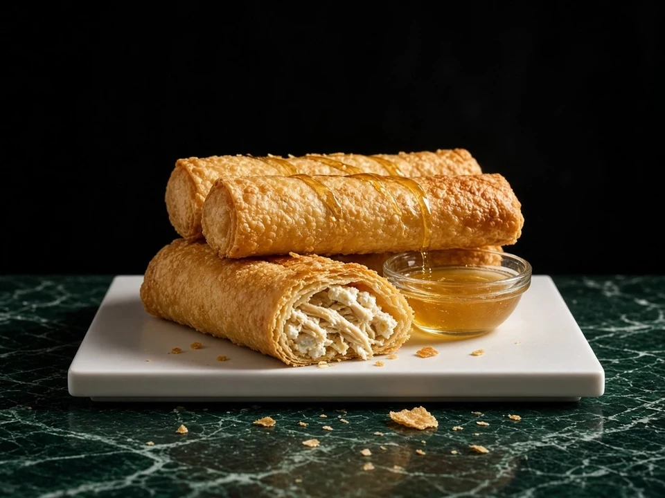 Bricks croustillantes poulet chèvre et miel