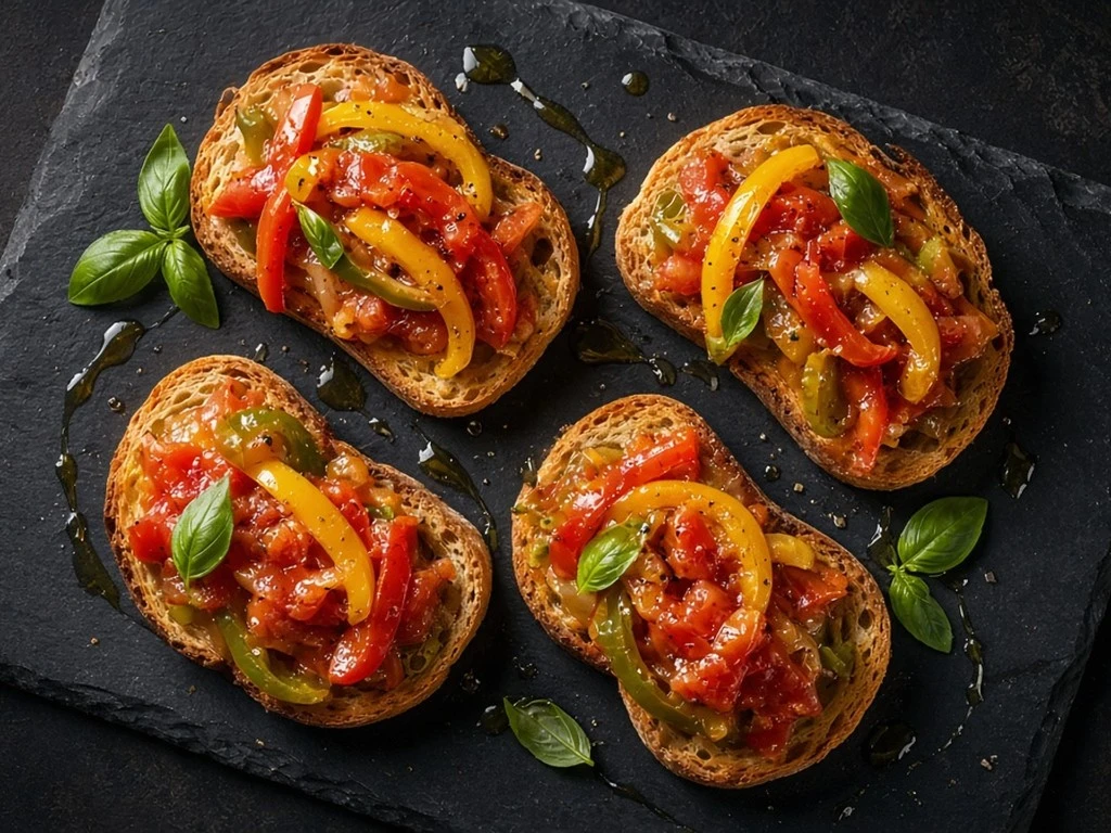 Bruschetta croustillante à la piperade