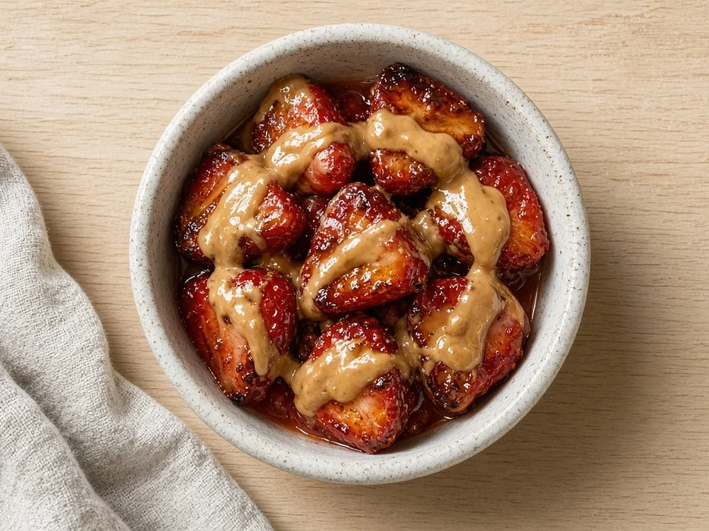 Fraises rôties au beurre de cacahuète