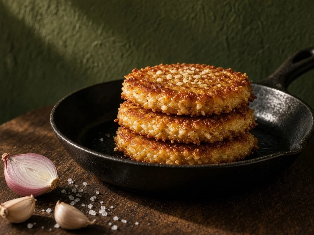 Galettes croustillantes de riz à l'ail et échalote