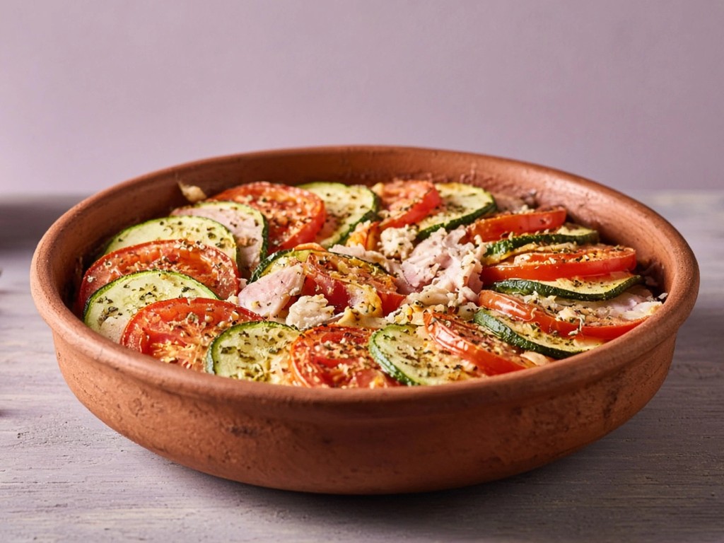 Gratin de courgettes au poisson et jambon