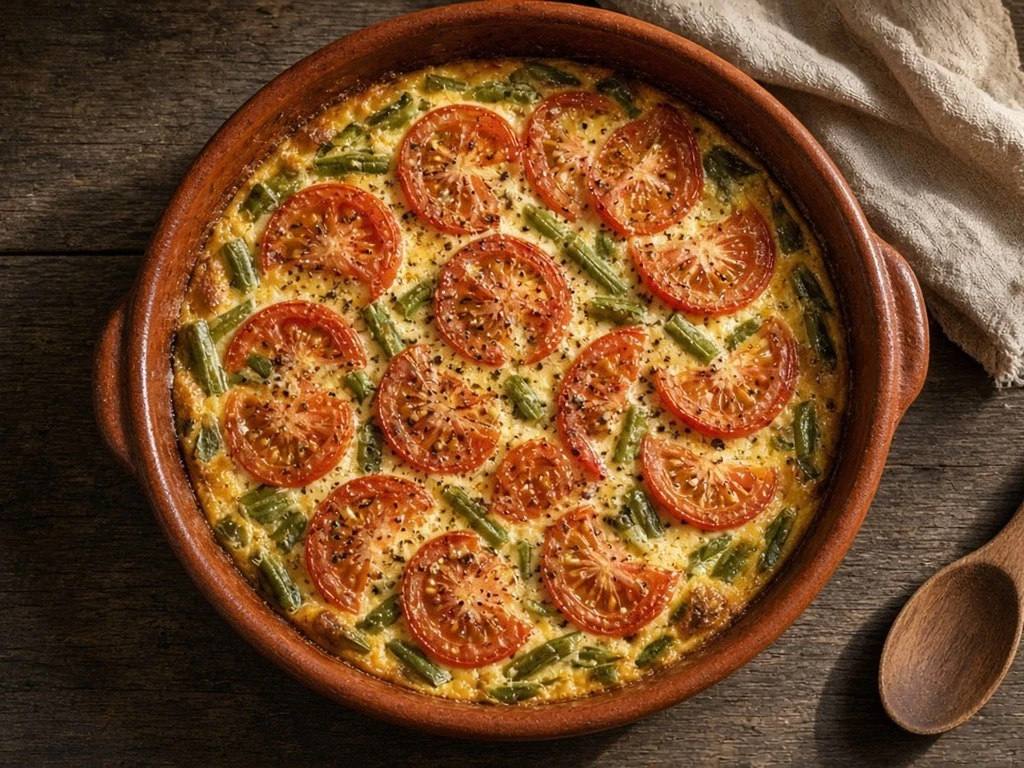 Gratin de haricots verts et tomates