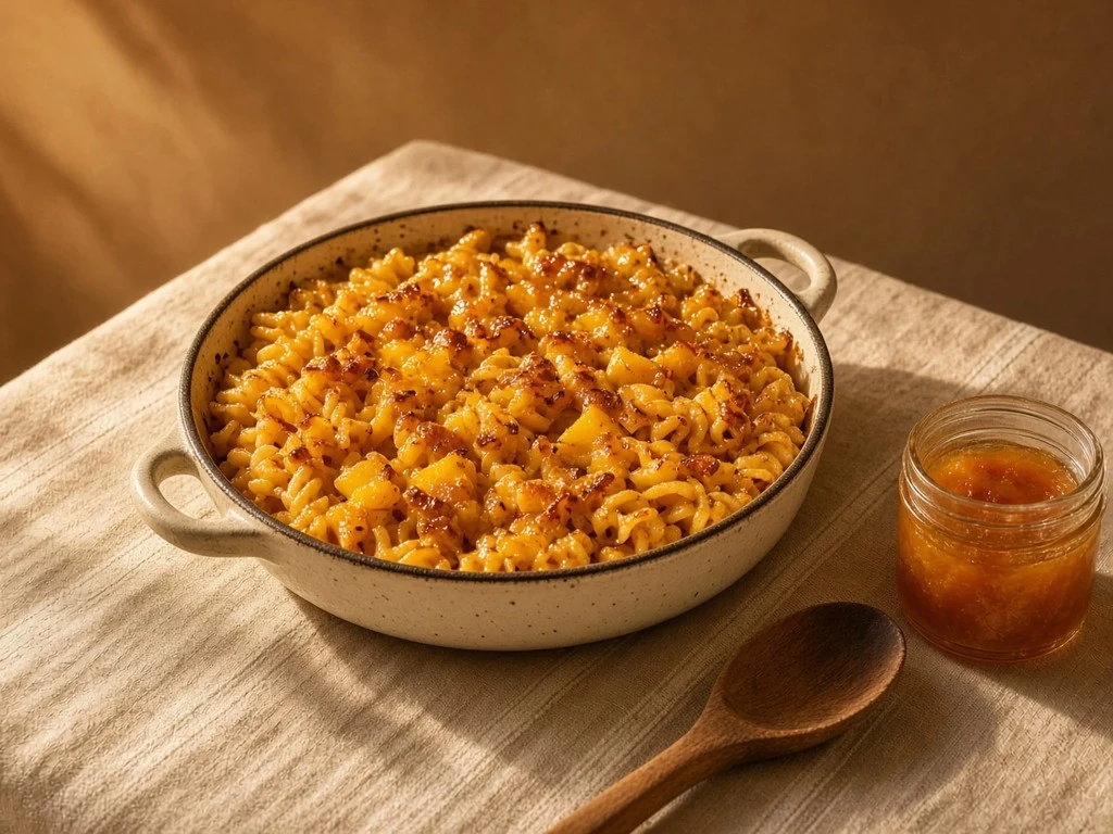 Gratin de torsades nappées au chutney