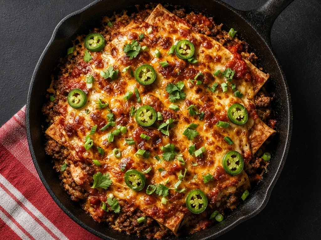 Gratin grésillant de tortillas à la viande