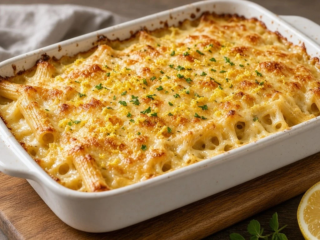 Gratin de pâtes gratinées à la crème de citron