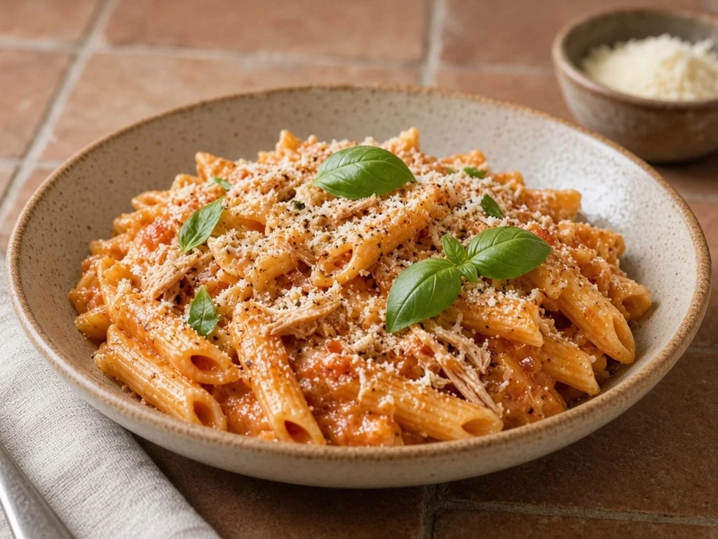 Mélange onctueux de thon à la tomate et pâtes