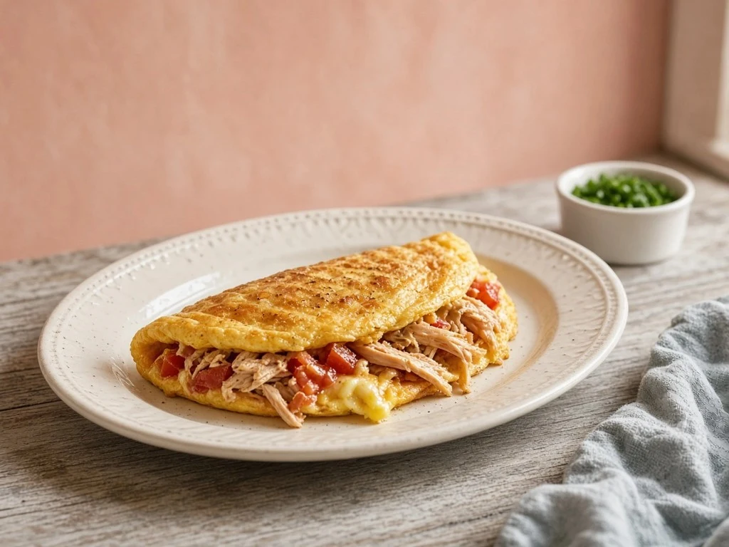 Omelette rustique aux tomates et poulet