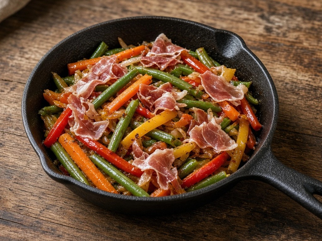 Poêlée sautée de légumes croquants au jambon séché