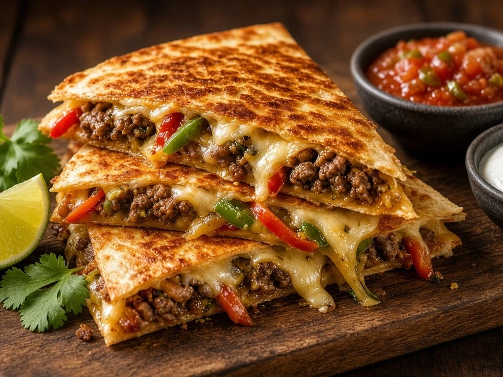 Quesadilla croustillante de viande hachée