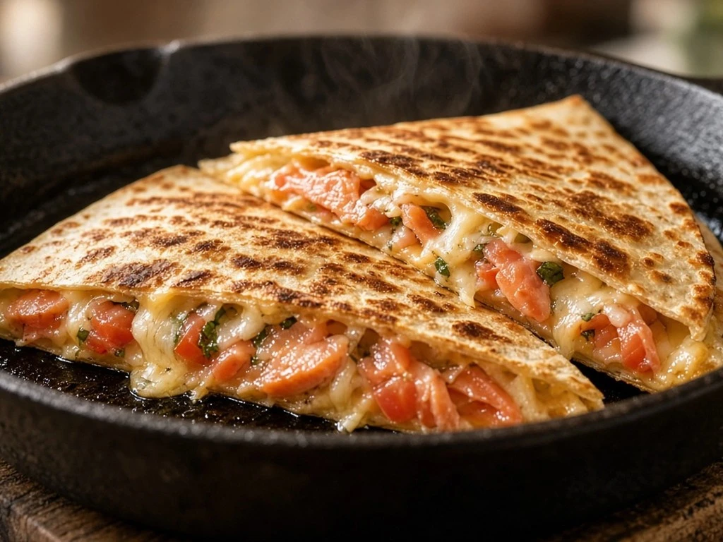 Quesadillas fondantes au saumon fumé