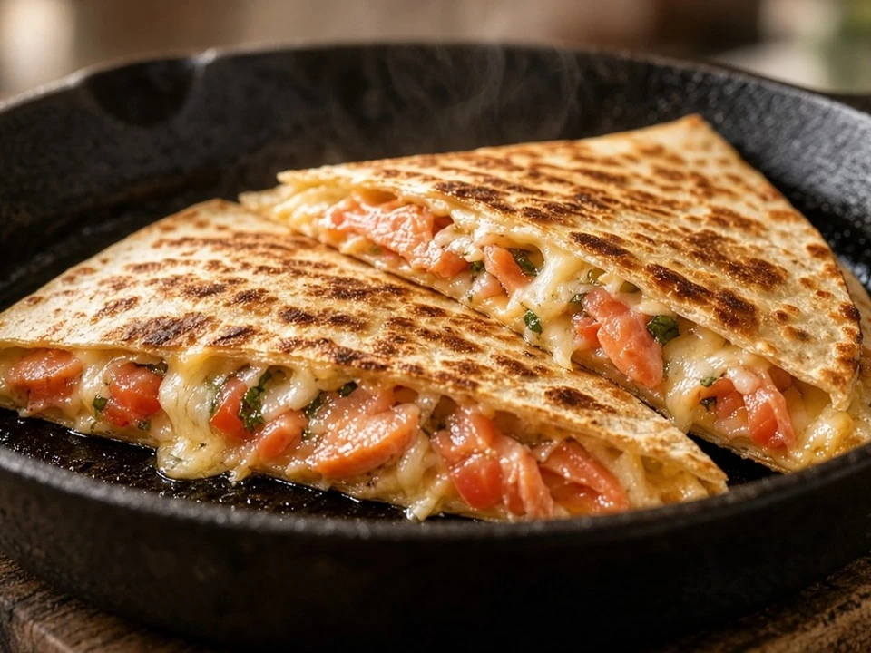 Quesadillas fondantes au saumon fumé